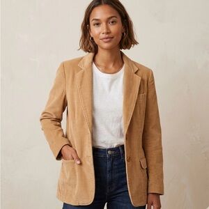 Vintage Courtwell Womens Size 9/10 Tan Corduroy Blazer Jacket 100% Cotton EUC